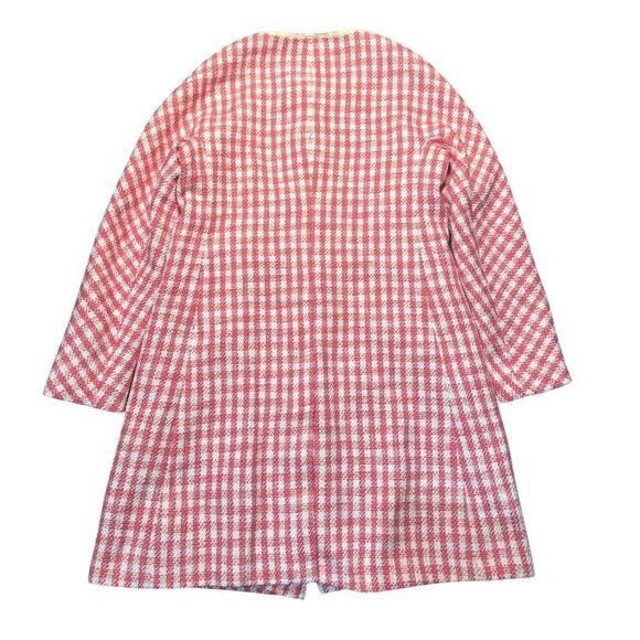 Kate Spade New York Gingham Tweed Coat Size Large – Pink & Ivory A-Line Jacket - Picture 2 of 10